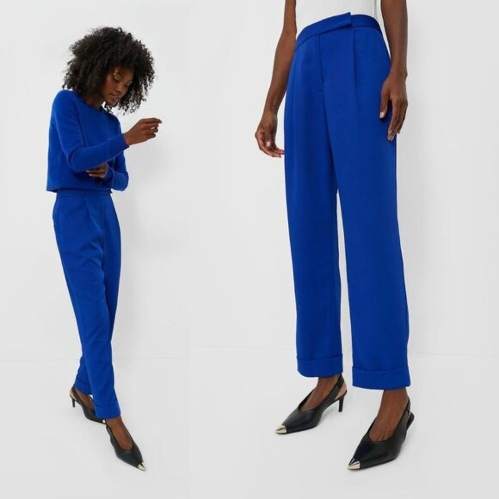 Tuckernuck NEW Sapphire Blue Duncan Pleated Straight Leg Trouser Pant Size L
